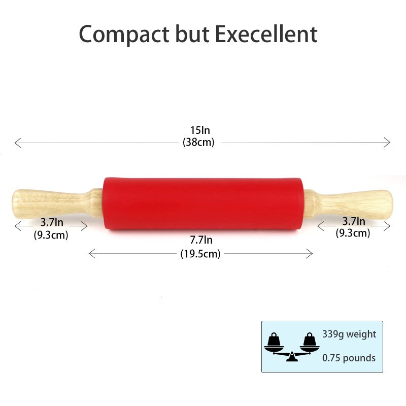 Remeel Silicone Rolling Pin for Baking Non-stick Rolling Pin Dough Roller Wooden Handle Kitchen Accessories Pastry Roller - Image 2